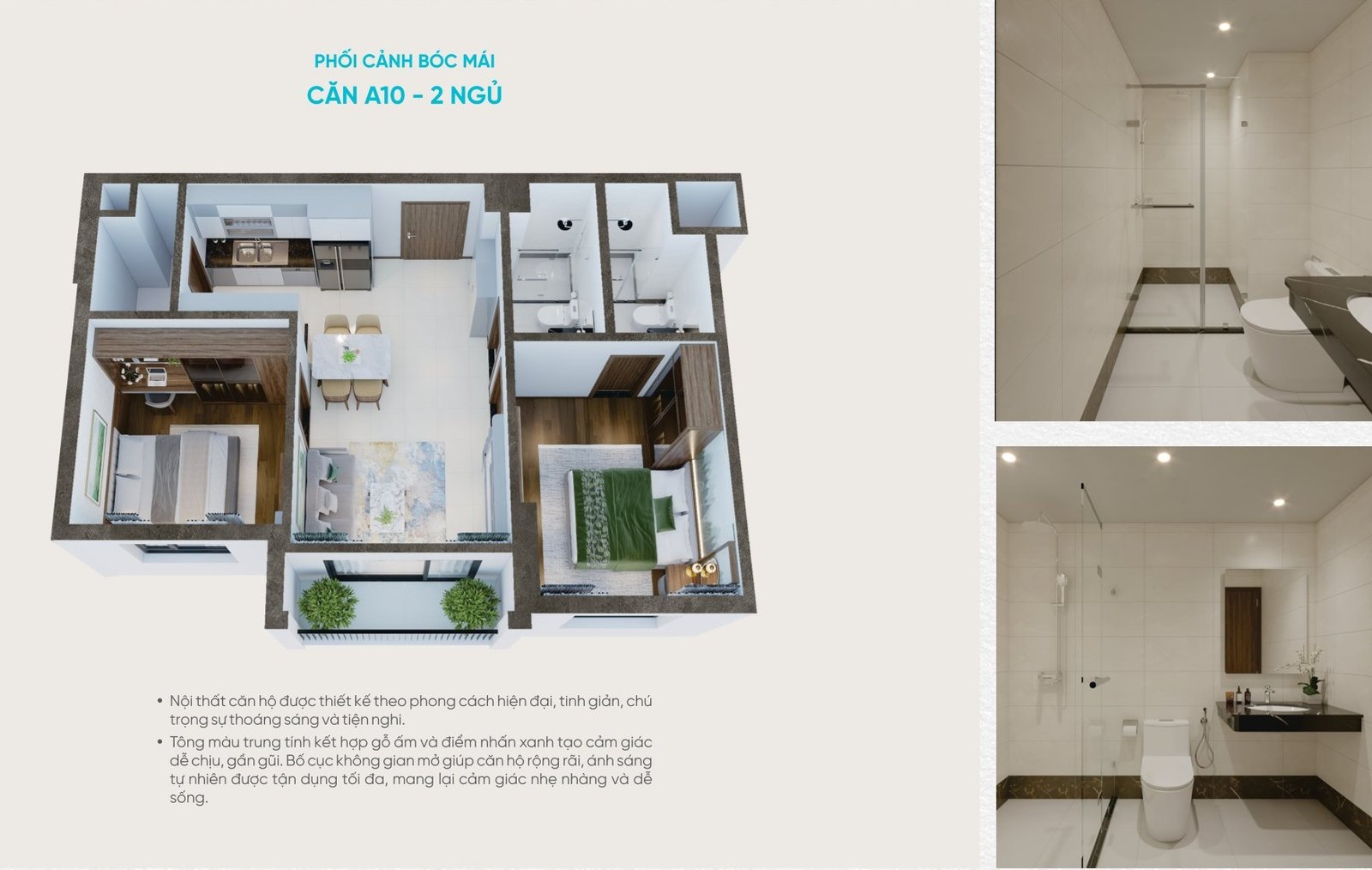 viha flora căn hộ 2 ngủ 63m2